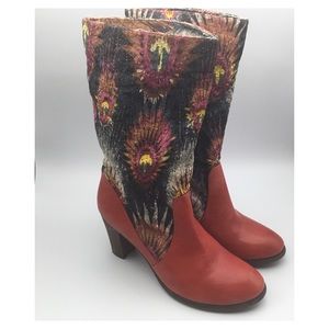 NEW ELITE by CORKYS peacock red leather boots 8 8M